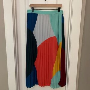 Skies Are Blue Multicolor Pleated Midi Skirt